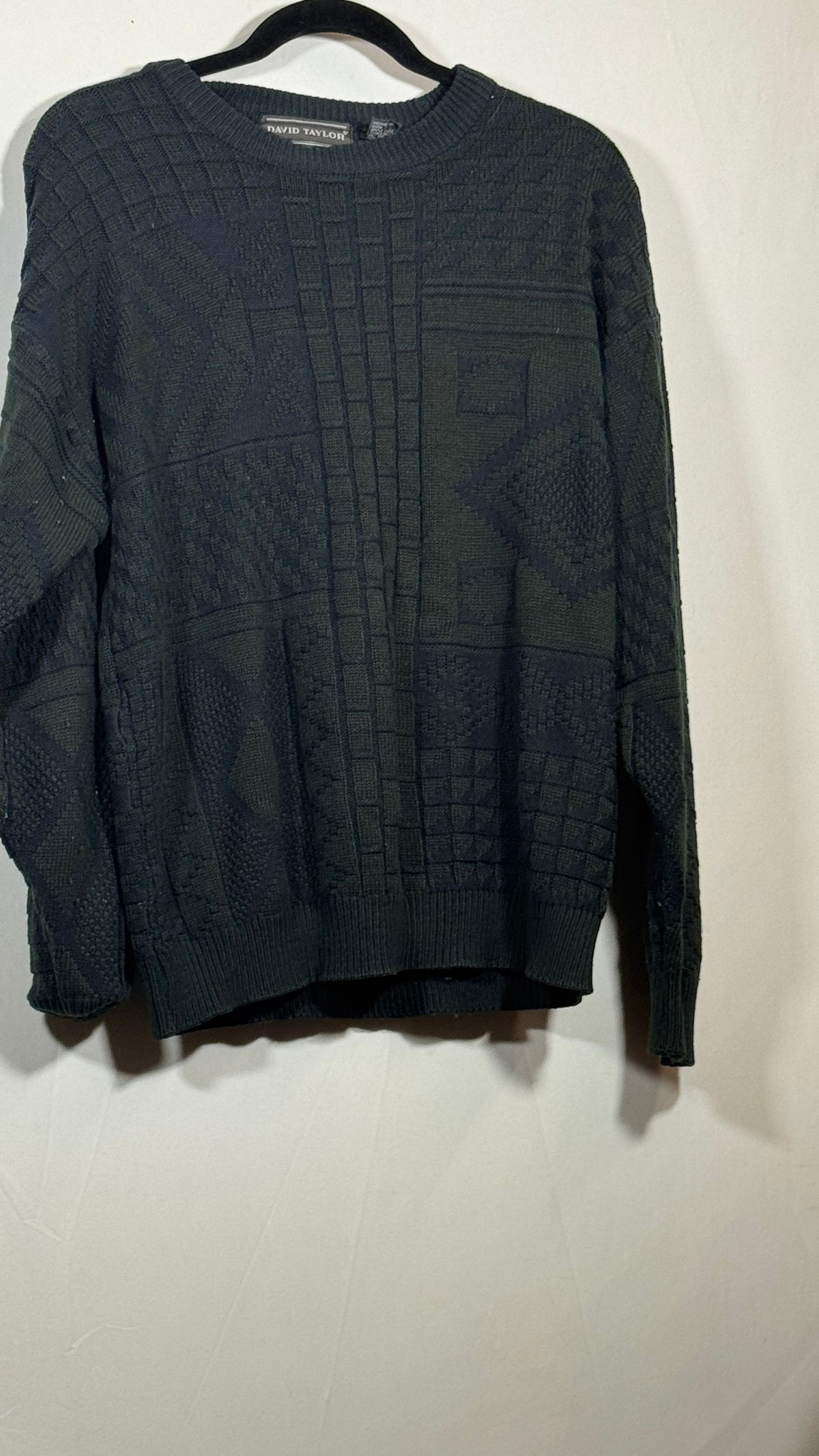 David Taylor Men's Large Black Acrylic Sweater Textured Knit Pattern - Image 2