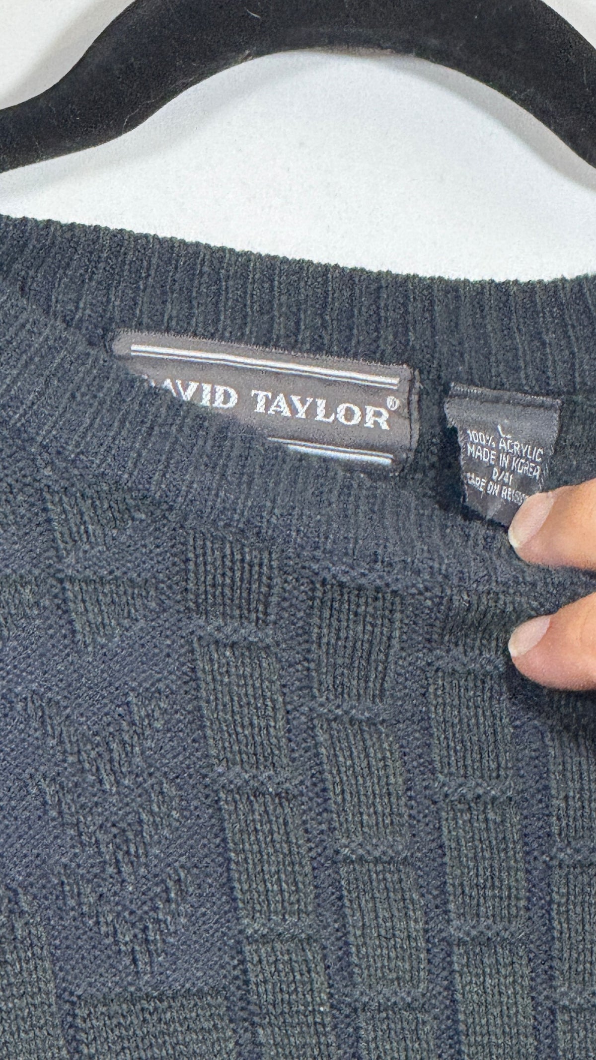 David Taylor Men's Large Black Acrylic Sweater Textured Knit Pattern - Image 3