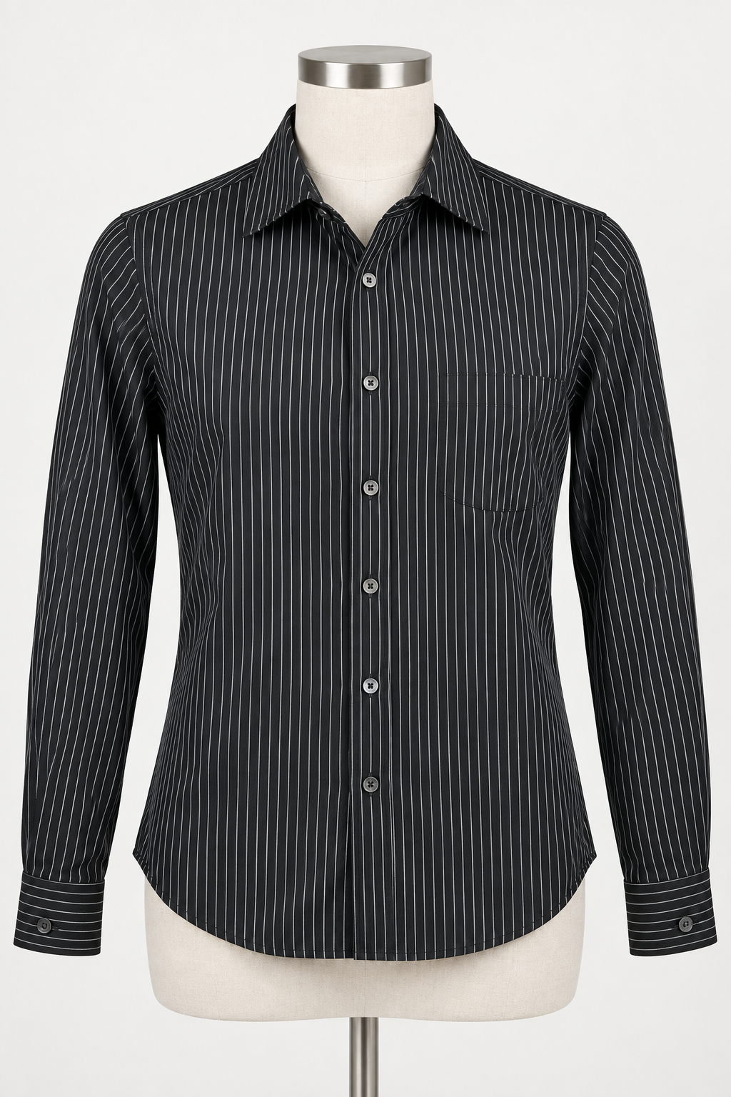 The Limited Small Black Pinstripe Long Sleeve Button Up Shirt - Image 1