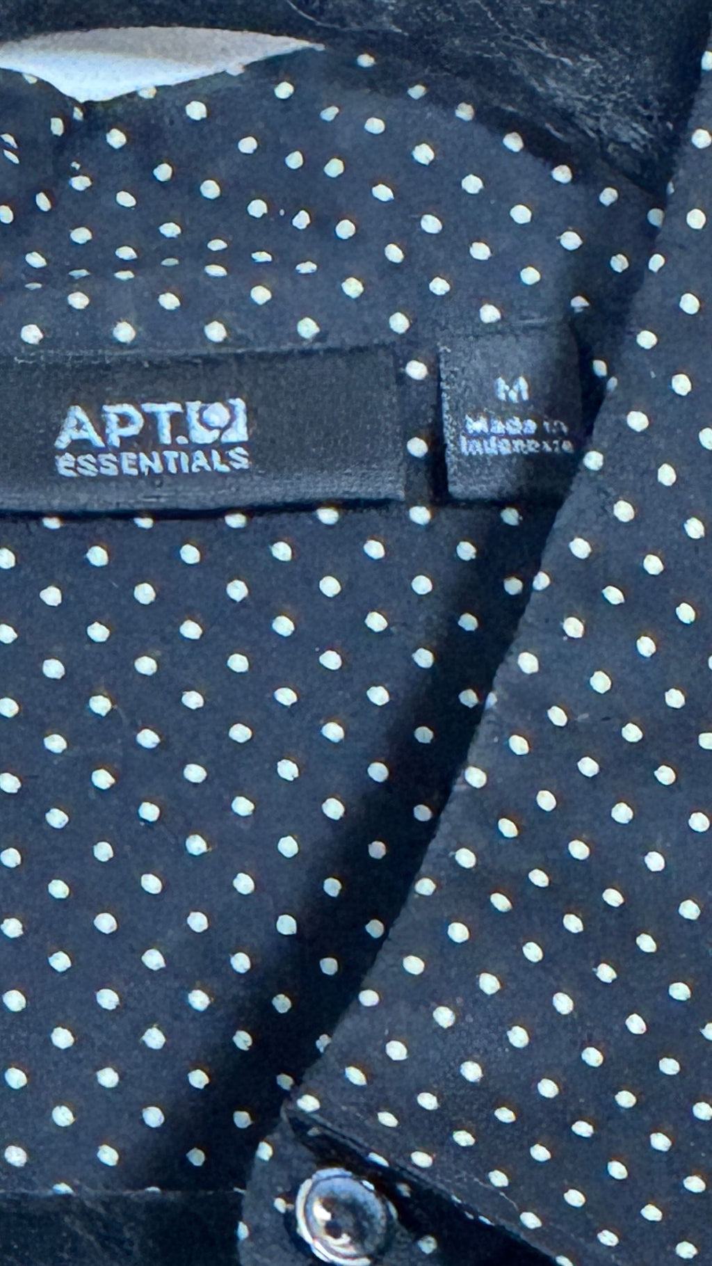 Apt. 9 Medium Black Button Down Shirt with White Polka Dots - Image 4