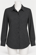 Apt. 9 Medium Black Button Down Shirt with White Polka Dots - Image 1