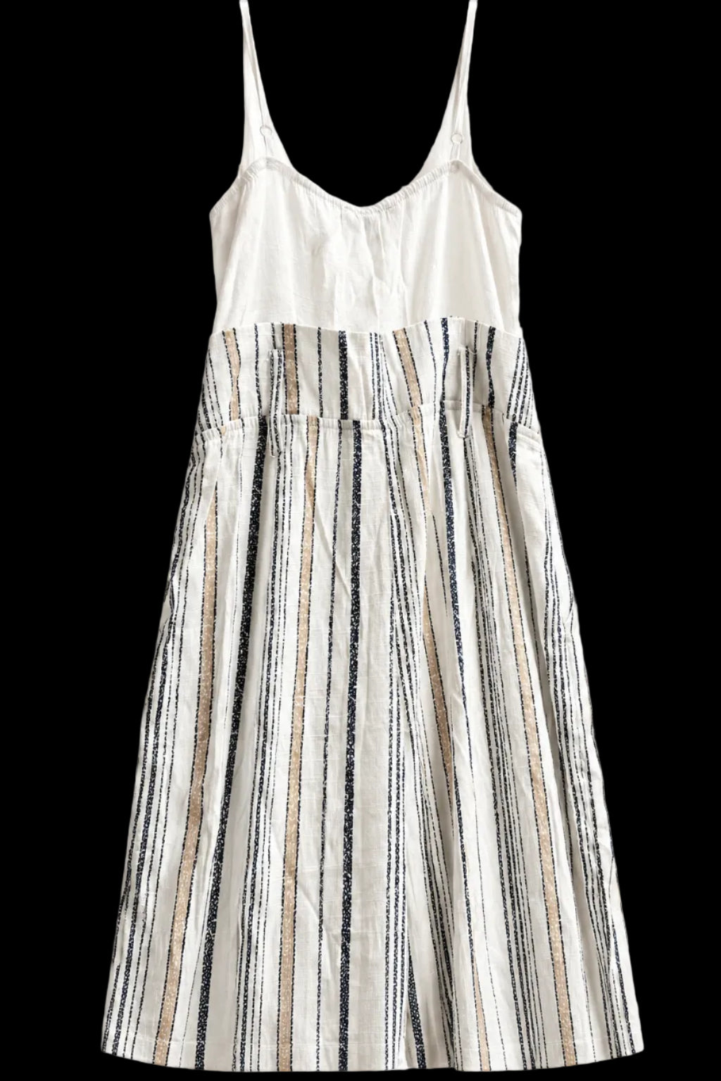 Women's Medium Striped Linen-Cotton Sleeveless Wide-Leg Jumpsuit