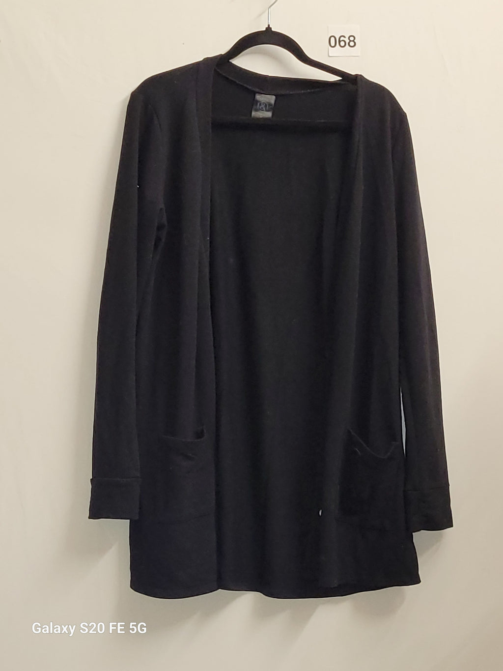 A2Z Black Open Front Long Cardigan Pockets Knit Relaxed Long Sleeves - Image 2