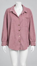 SHEIN Curve Women's 3XL Corduroy Relaxed-Fit Long Sleeve Shirt