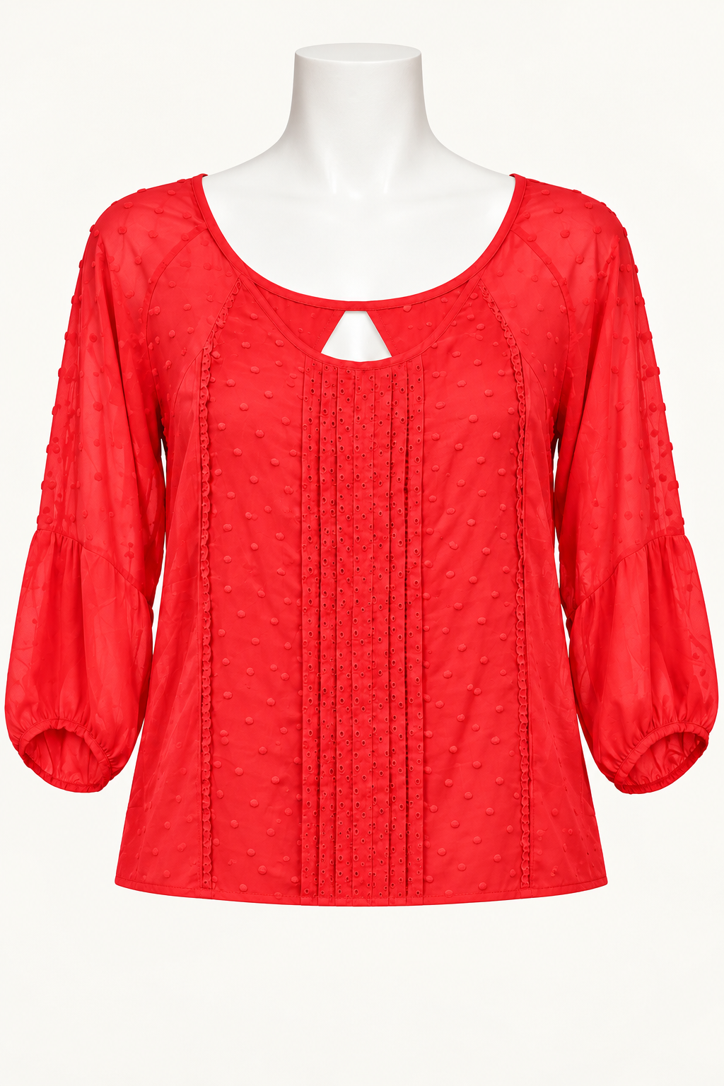 American Eagle Outfitters Women's XS Textured-Dot 3/4-Sleeve Blouse