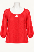 American Eagle Outfitters Women's XS Textured-Dot 3/4-Sleeve Blouse