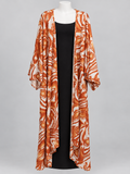 Attitudes by Renée Kimono Cardigan Duster Orange Abstract Print M - Image 1