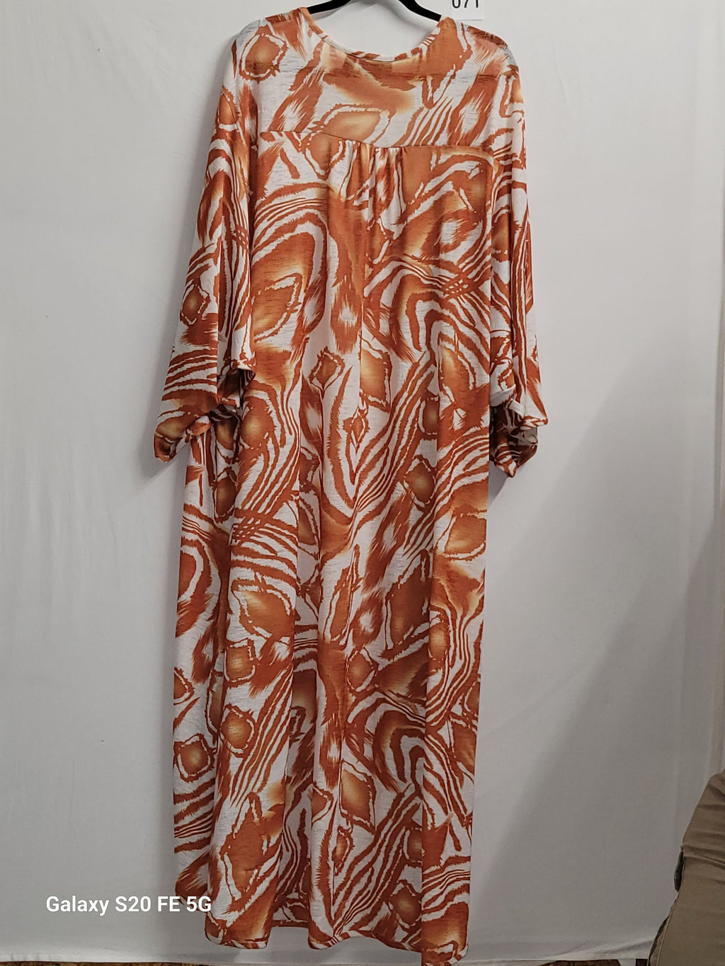 Attitudes by Renée Kimono Cardigan Duster Orange Abstract Print M - Image 3
