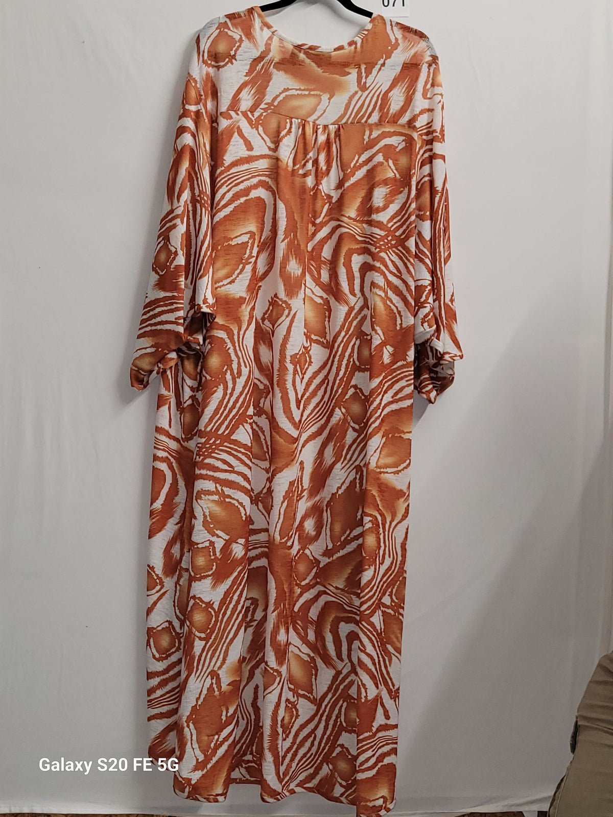 Attitudes by Renée Kimono Cardigan Duster Orange Abstract Print M - Image 3