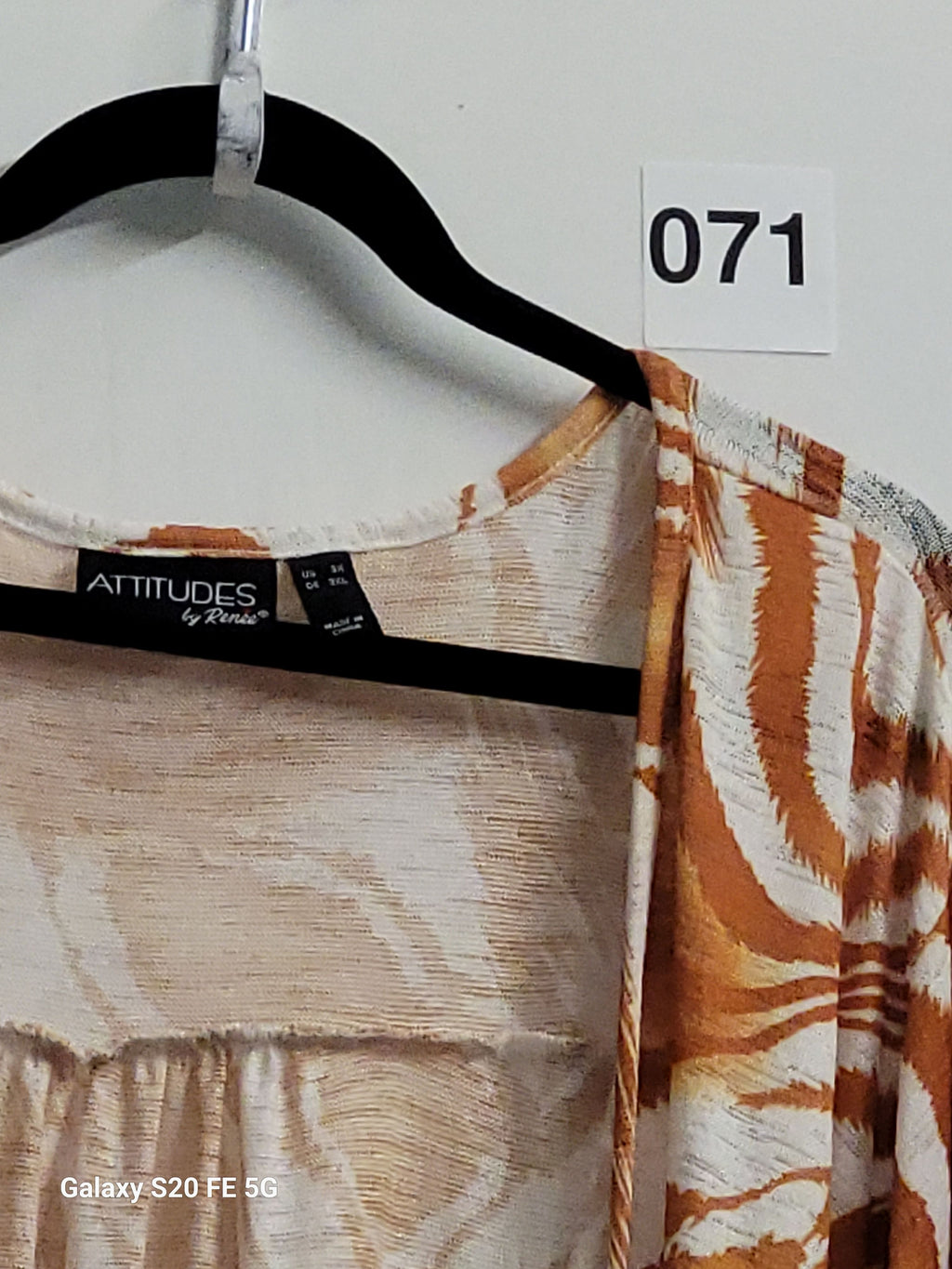 Attitudes by Renée Kimono Cardigan Duster Orange Abstract Print M - Image 4