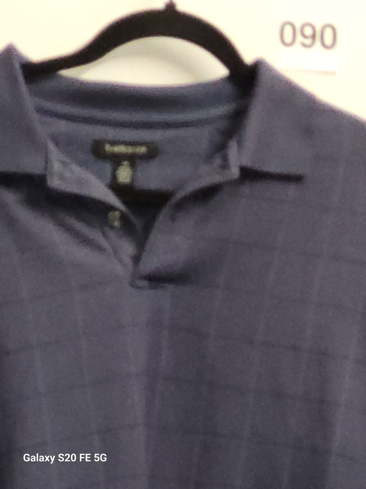 Banana Republic Medium Knit Polo Shirt Navy Blue Johnny Collar Grid Knit - Image 4