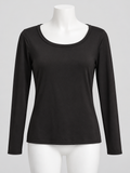 Black Scoop Neck Long Sleeve Top Knit Slim Regular Medium - Image 1