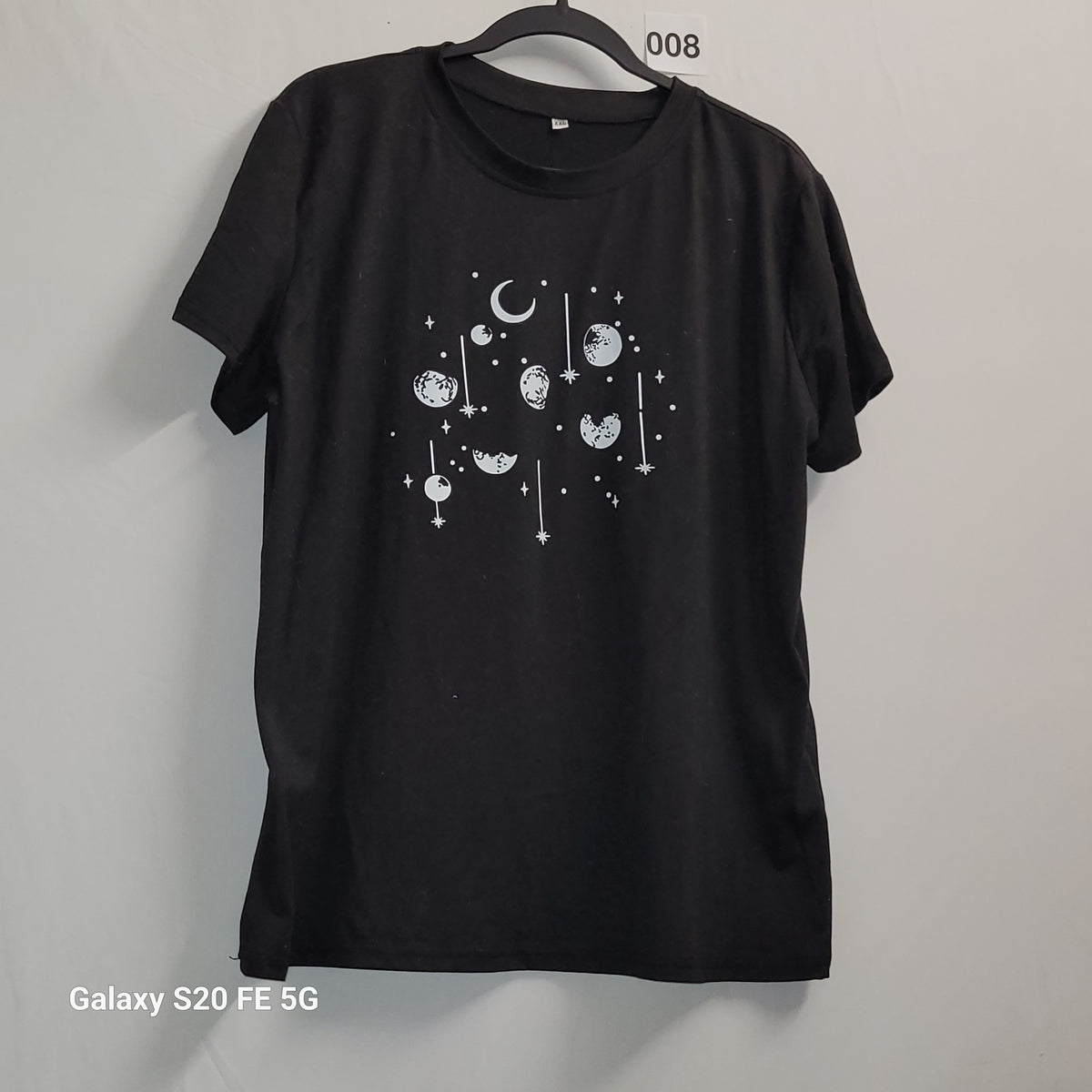 Celestial Moon Phase Graphic T-Shirt Black White Short Sleeve Crew Neck XXL - Image 2
