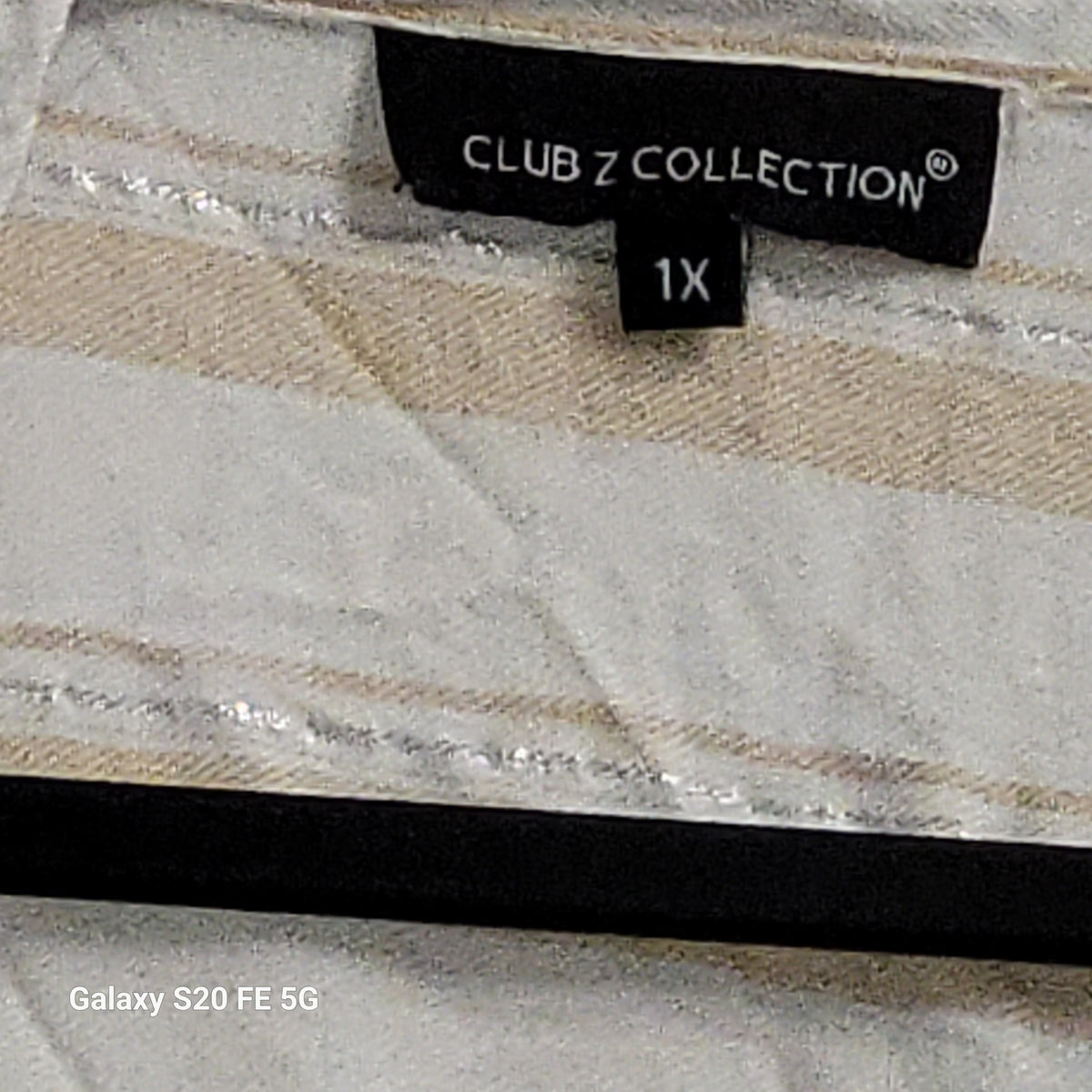 Club Z Collection Beige White Striped Long Shirt Tunic 1X - Image 4