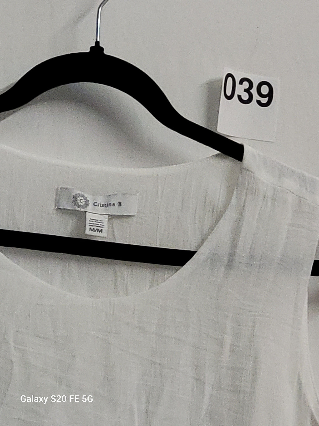 Cristina B White Sleeveless Double Layer Linen Tank Top Blouse Medium - Image 4