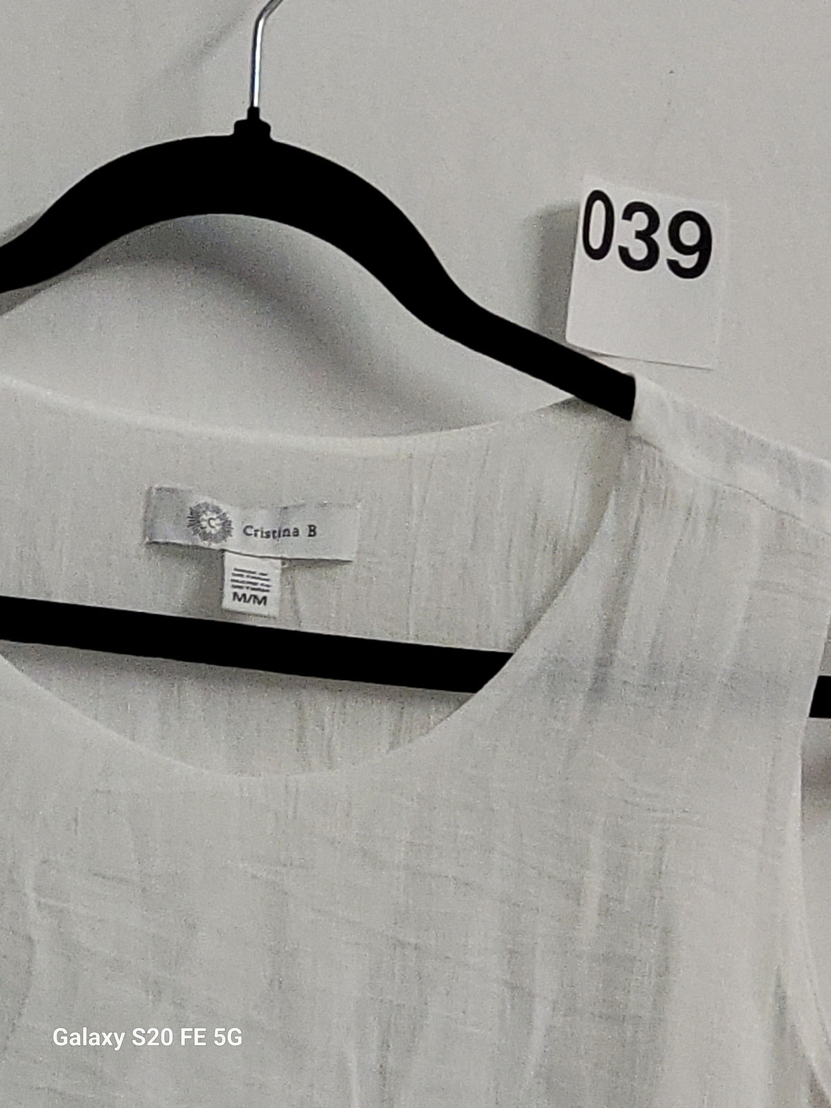 Cristina B White Sleeveless Double Layer Linen Tank Top Blouse Medium - Image 4