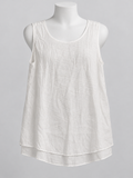 Cristina B White Sleeveless Double Layer Linen Tank Top Blouse Medium - Image 1