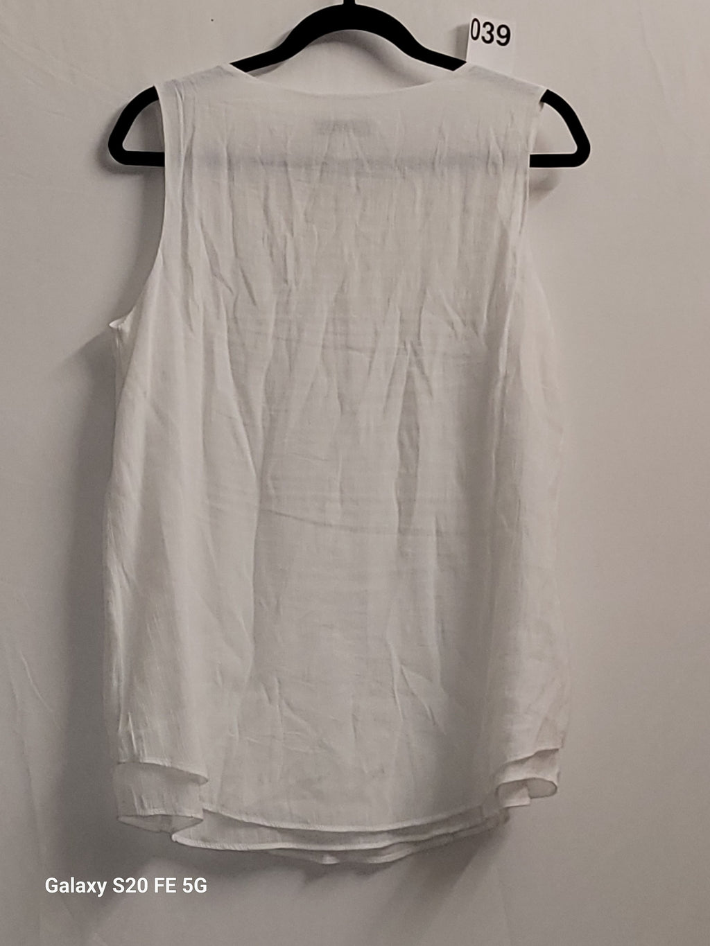 Cristina B White Sleeveless Double Layer Linen Tank Top Blouse Medium - Image 3