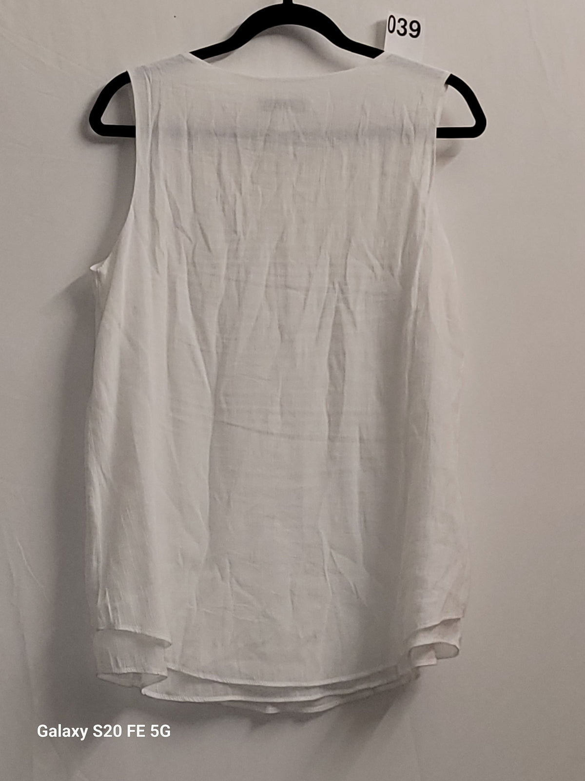 Cristina B White Sleeveless Double Layer Linen Tank Top Blouse Medium - Image 3