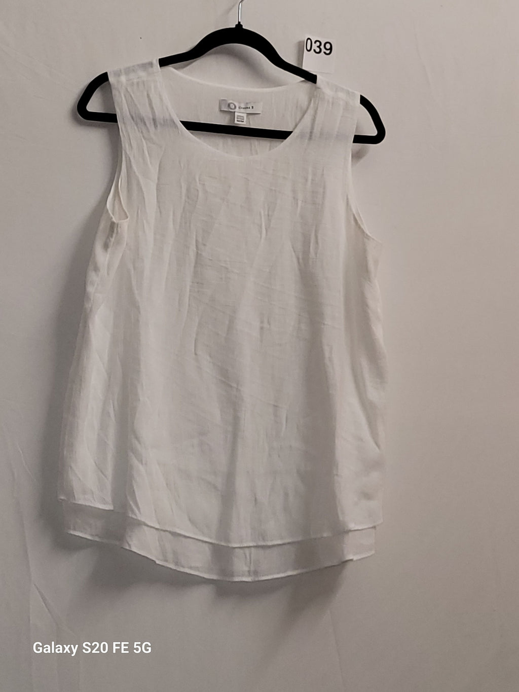 Cristina B White Sleeveless Double Layer Linen Tank Top Blouse Medium - Image 2