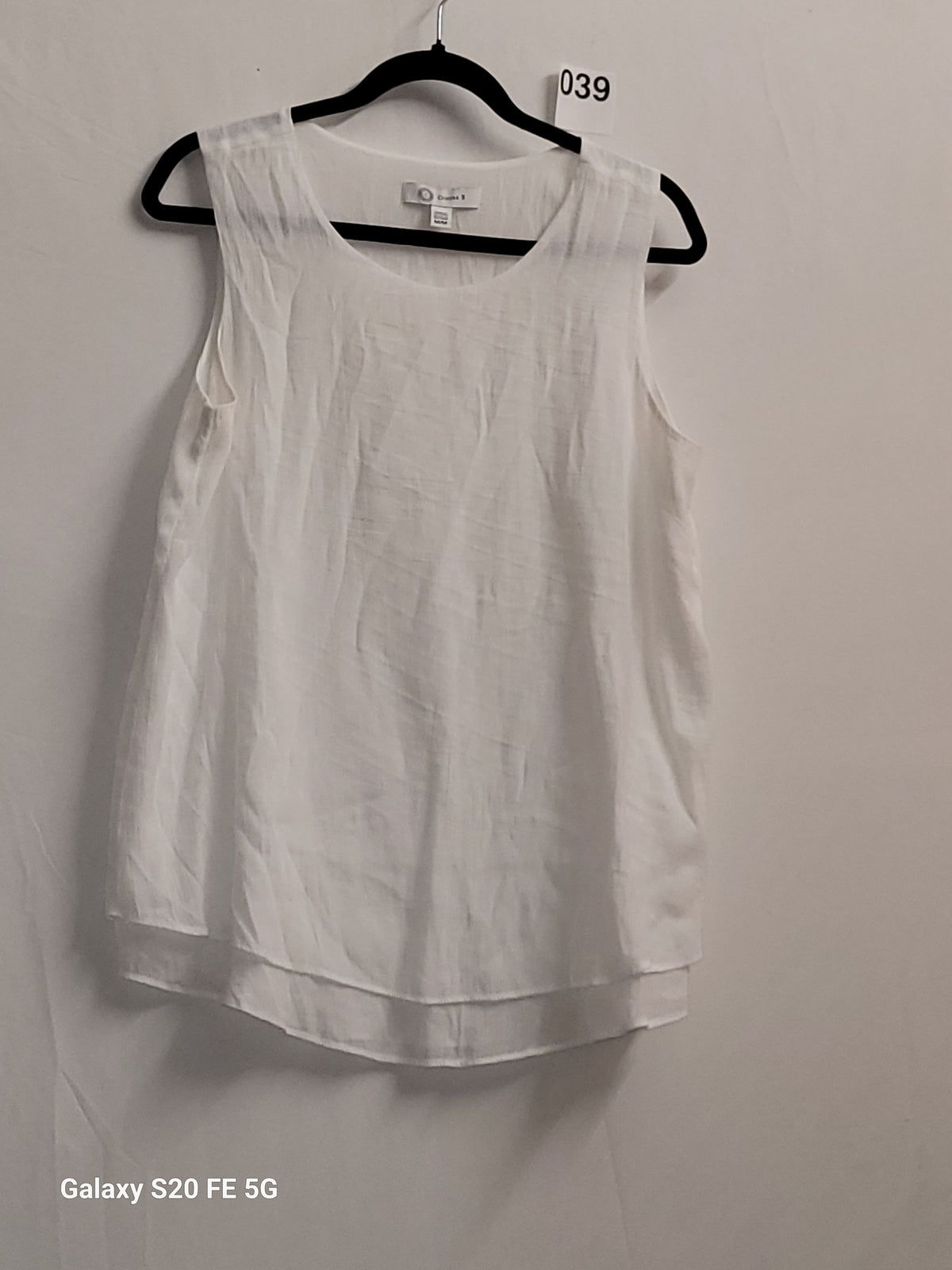 Cristina B White Sleeveless Double Layer Linen Tank Top Blouse Medium - Image 2