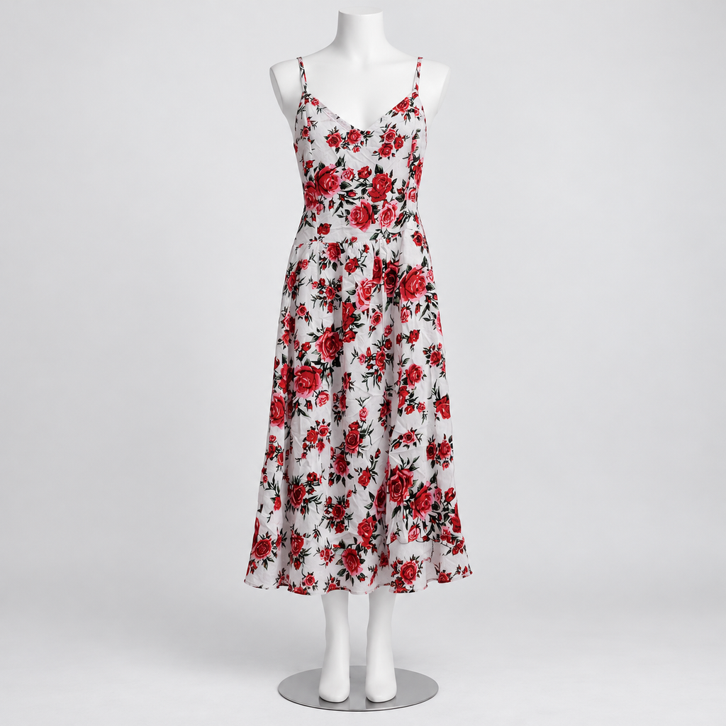 H&M Divided White Rose Print Women's Dress - Image 1