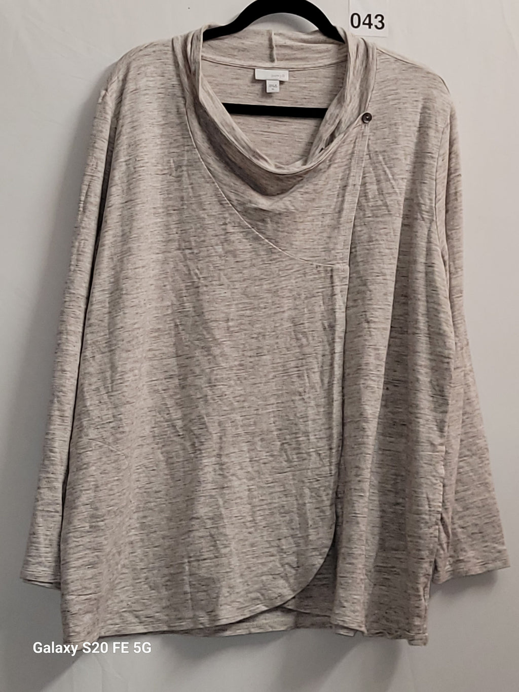 J.Jill Pure Jill Cowl Neck Wrap Top Heathered Beige Gray Women's XL - Image 2