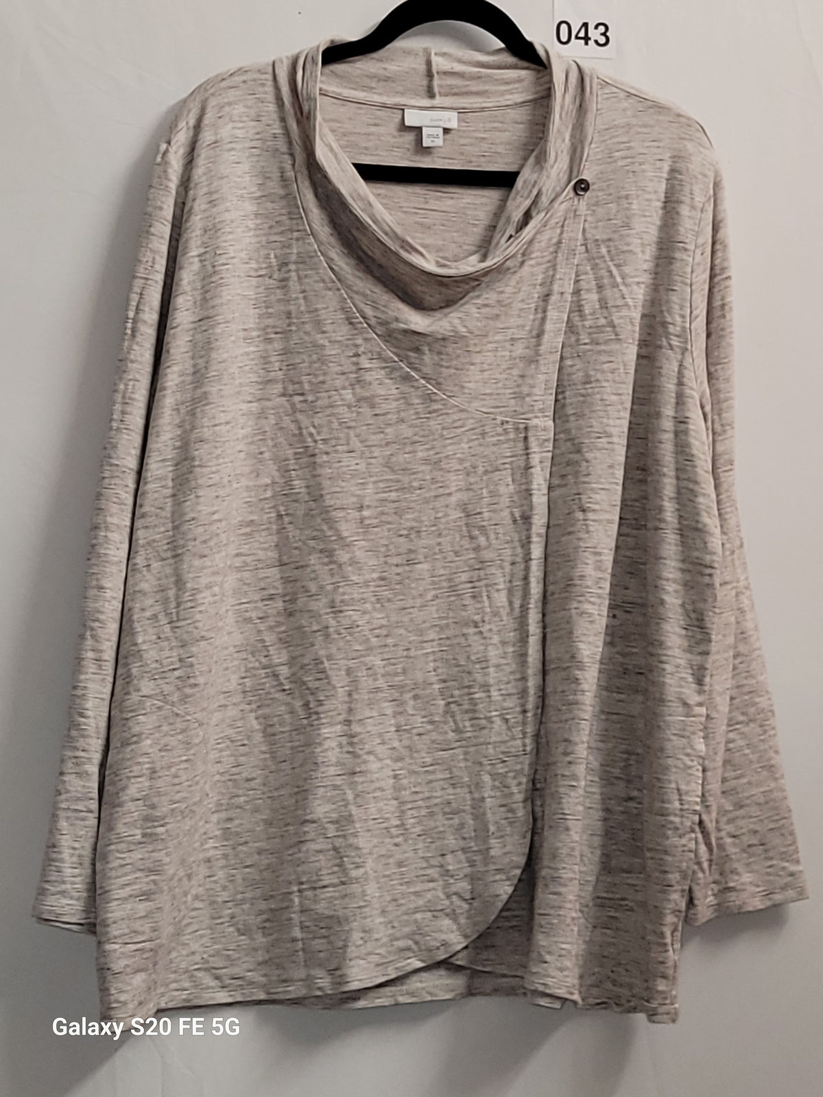 J.Jill Pure Jill Cowl Neck Wrap Top Heathered Beige Gray Women's XL - Image 2