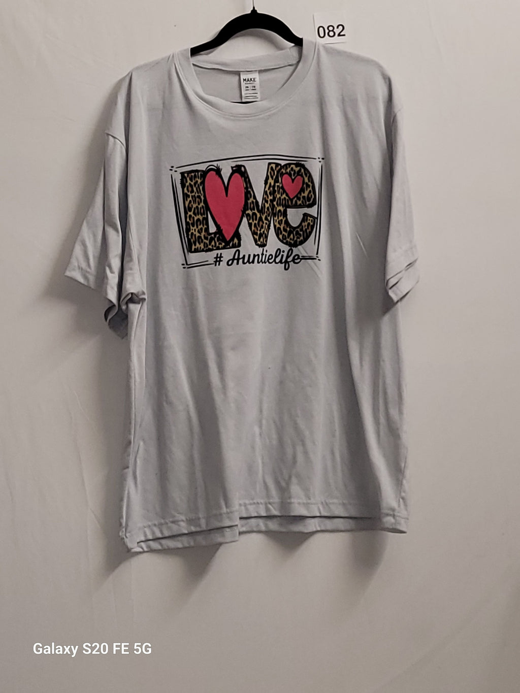 Make Market Auntie Life Love Leopard Heart Graphic T-Shirt 2XL Gray - Image 2