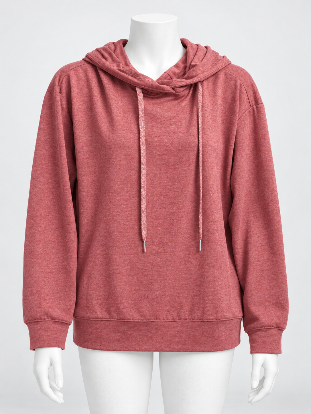 Hooded Pullover Sweatshirt Dusty Rose Long Sleeve Large - Image 1