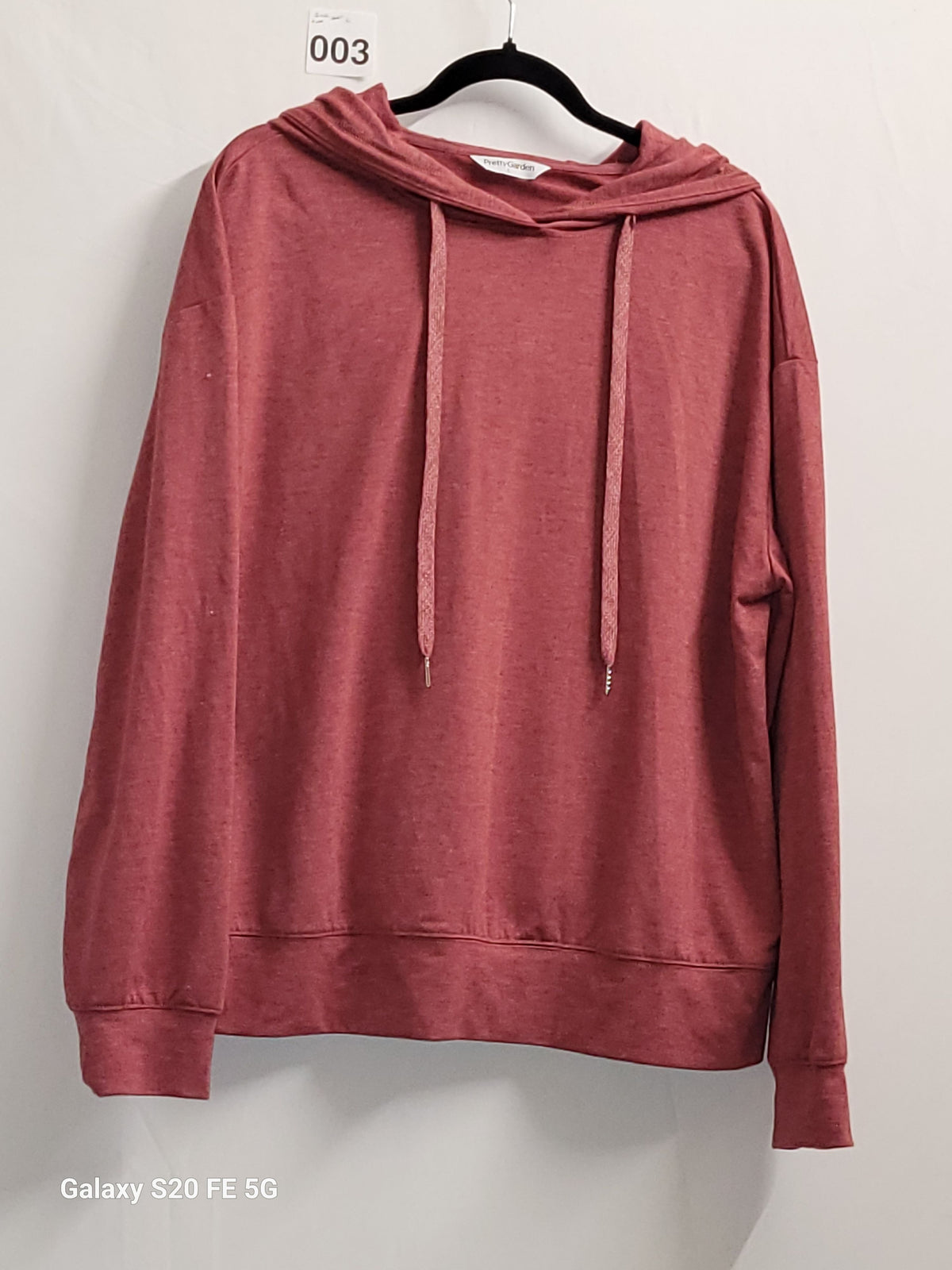 Hooded Pullover Sweatshirt Dusty Rose Long Sleeve Large - Image 2