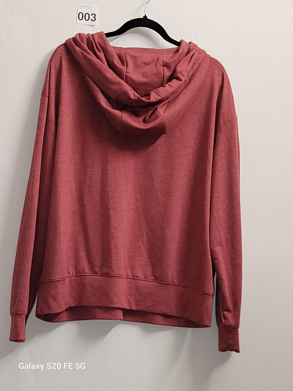 Hooded Pullover Sweatshirt Dusty Rose Long Sleeve Large - Image 3
