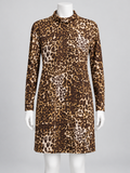 Roaman's Leopard Print Long Sleeve Mock Turtleneck Dress 3X 26/28 - Image 1
