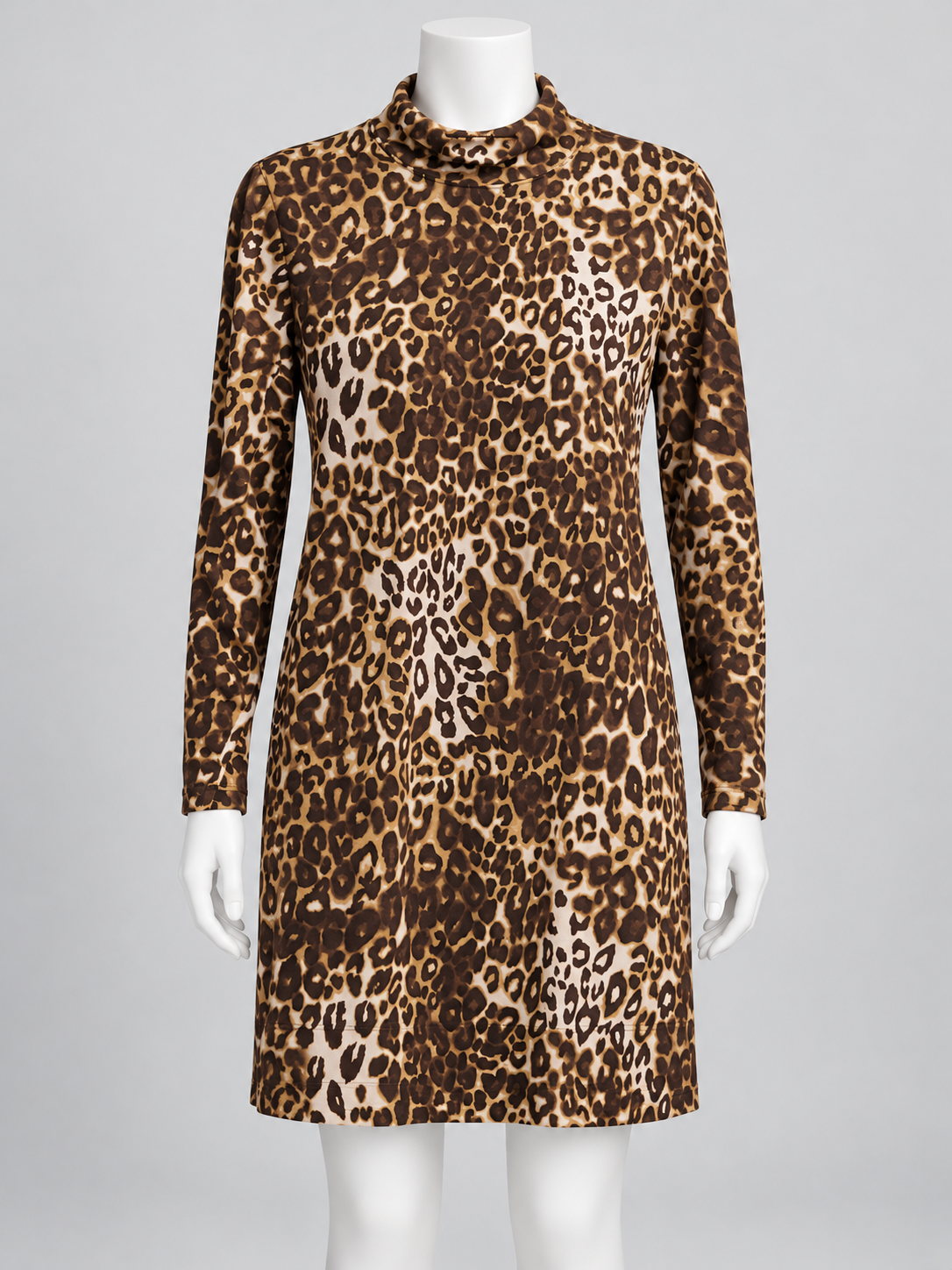 Roaman's Leopard Print Long Sleeve Mock Turtleneck Dress 3X 26/28 - Image 1