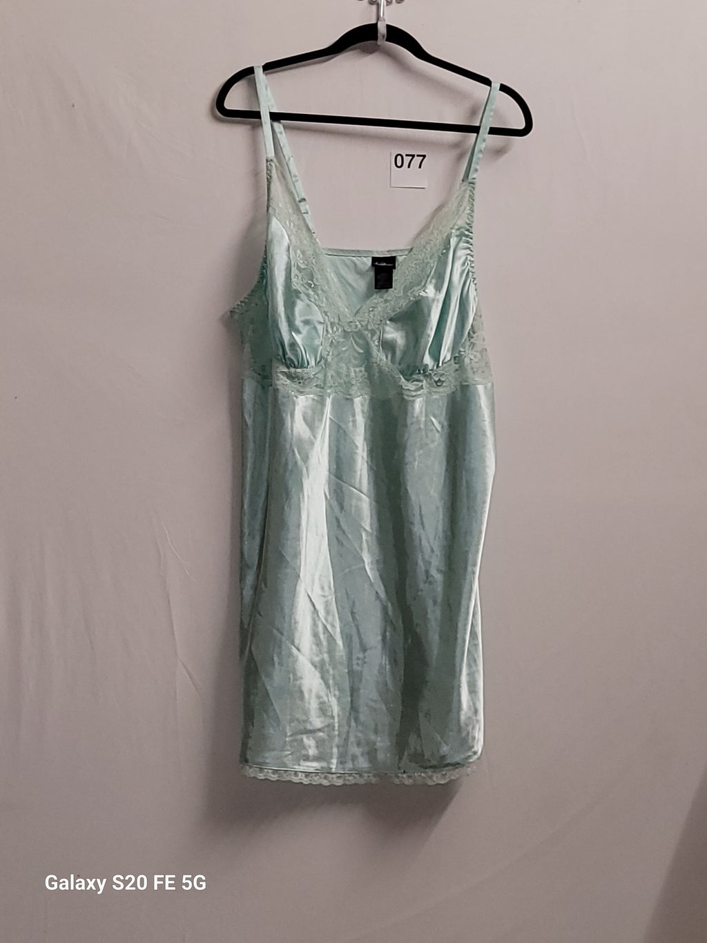 Secret Treasures Seafoam Green Satin Lace Trim Chemise Medium - Image 2