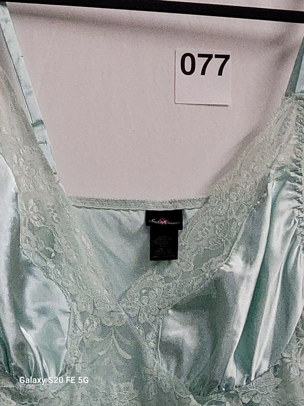 Secret Treasures Seafoam Green Satin Lace Trim Chemise Medium - Image 4