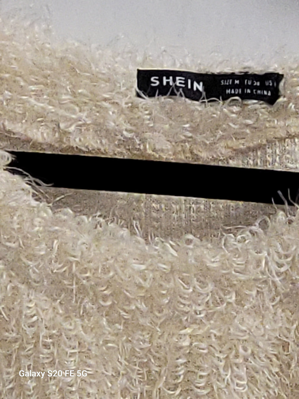 SHEIN Fuzzy Sleeveless Knit Tank Top Ivory S - Image 2