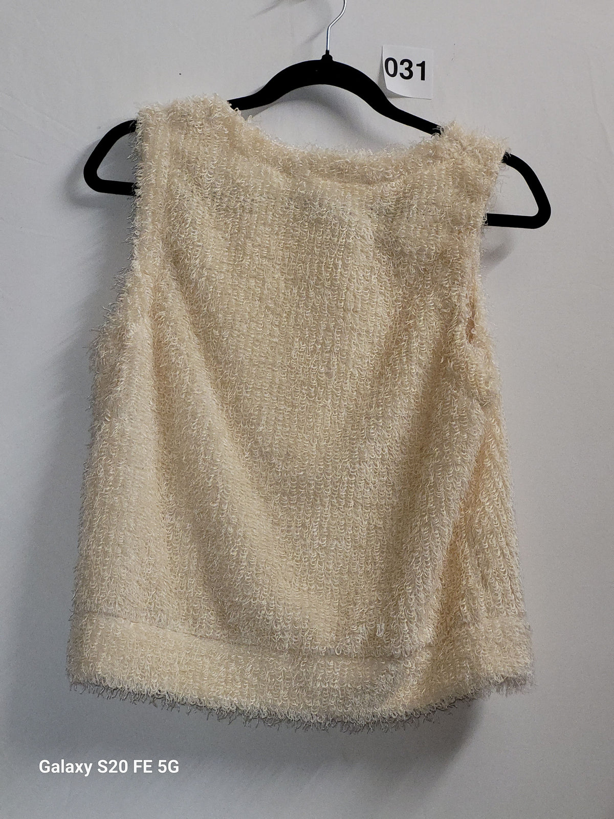 SHEIN Fuzzy Sleeveless Knit Tank Top Ivory S - Image 3