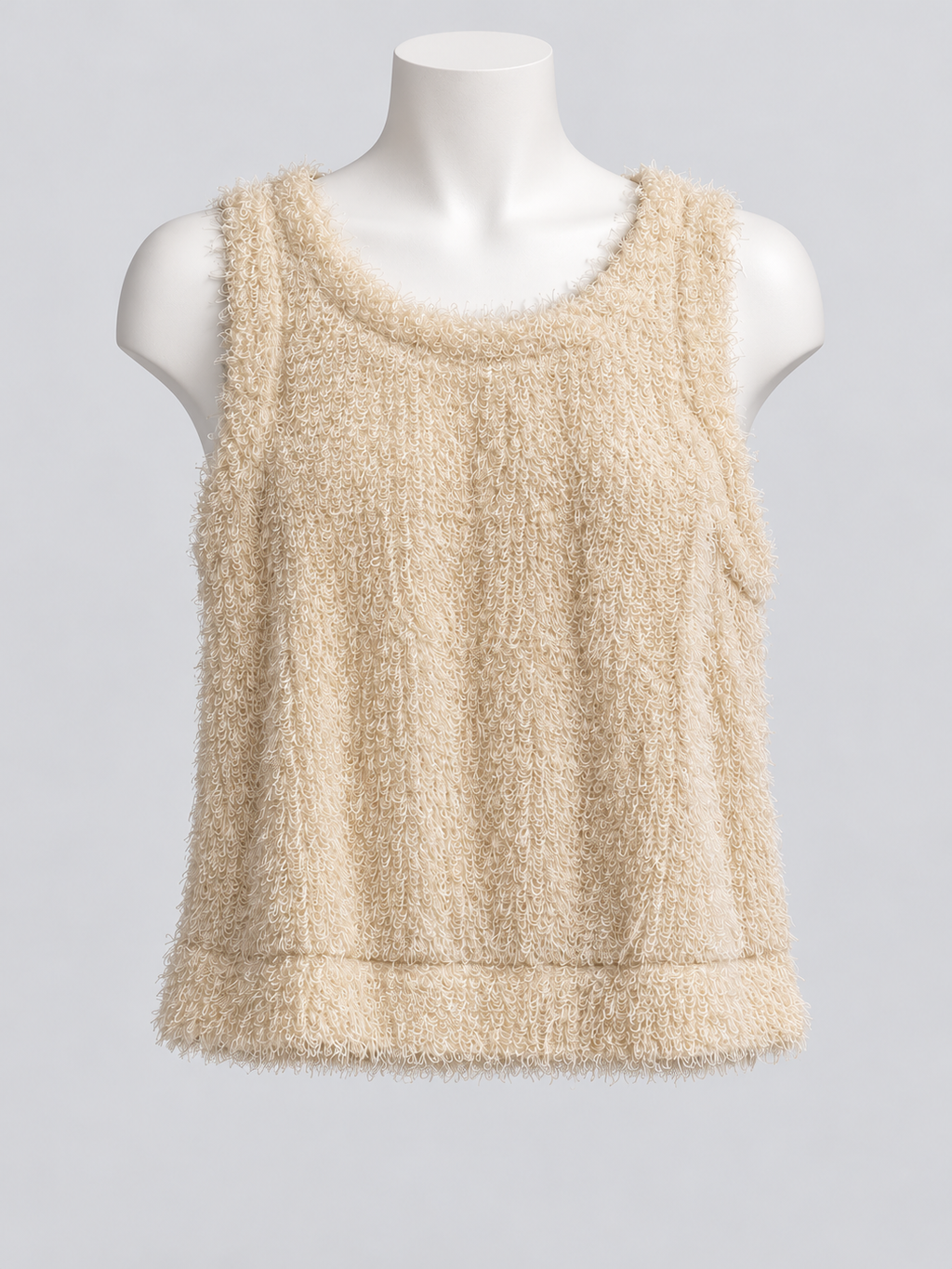 SHEIN Fuzzy Sleeveless Knit Tank Top Ivory S - Image 4