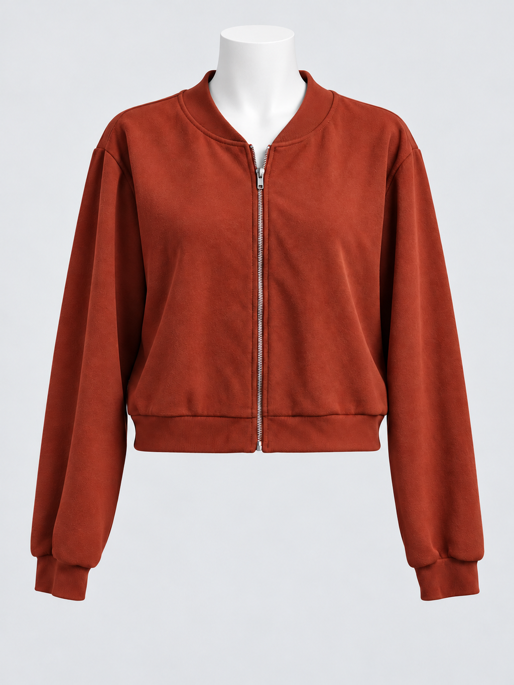 SHEIN SXY Cropped Bomber Jacket Women's Large Rust Orange Knit 4XL - Image 1