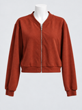 SHEIN SXY Cropped Bomber Jacket Women's Large Rust Orange Knit 4XL - Image 1