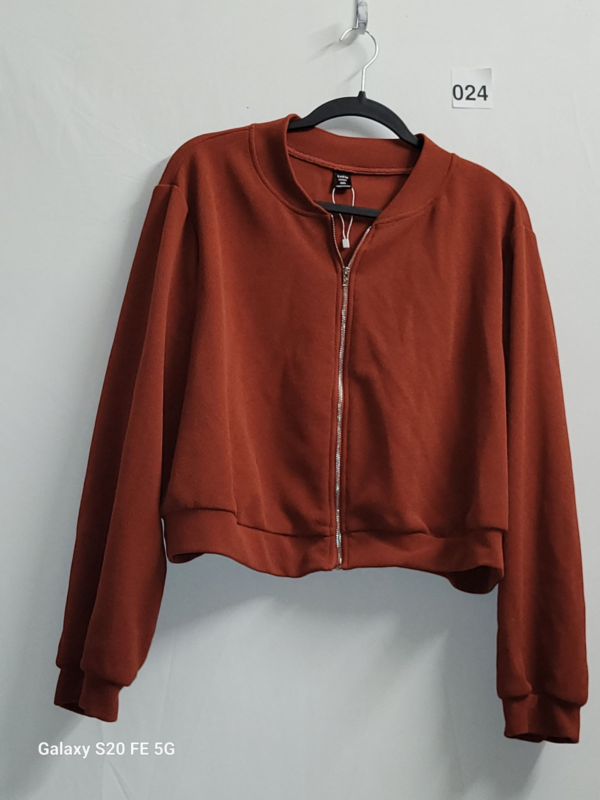 SHEIN SXY Cropped Bomber Jacket Women's Large Rust Orange Knit 4XL - Image 2