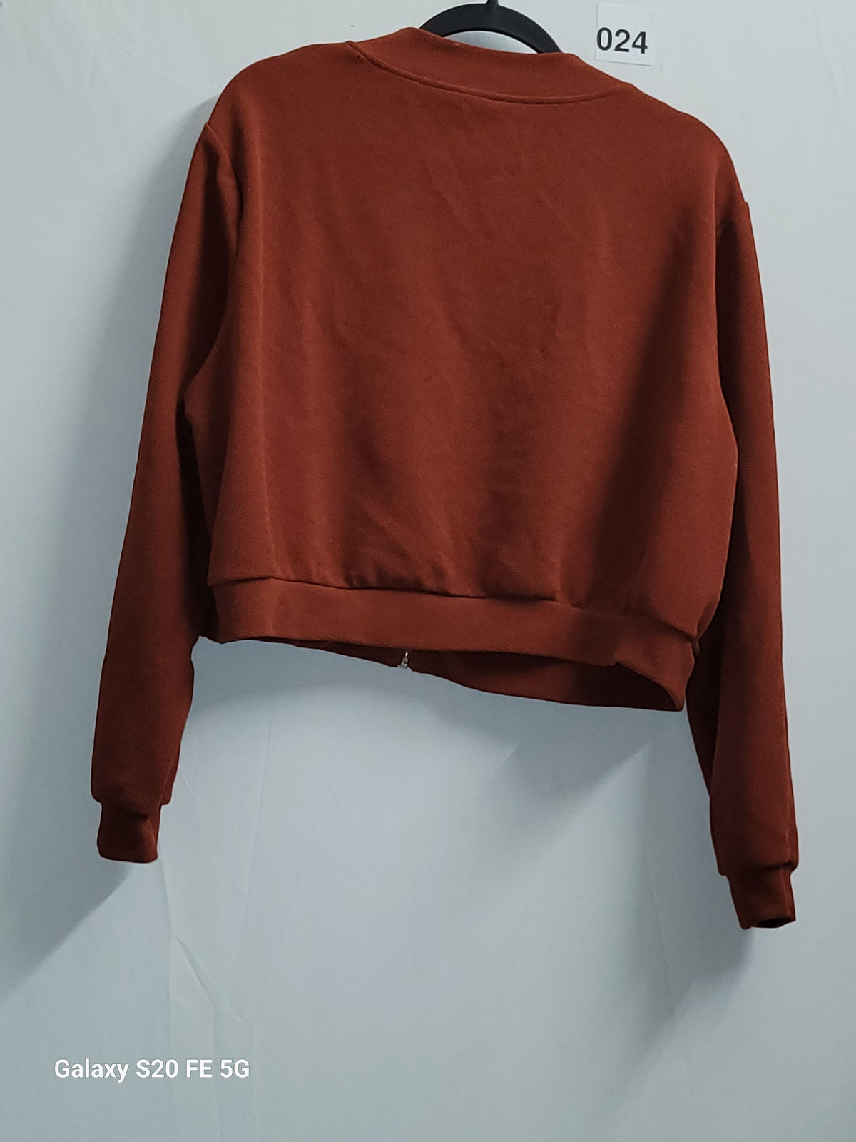 SHEIN SXY Cropped Bomber Jacket Women's Large Rust Orange Knit 4XL - Image 3