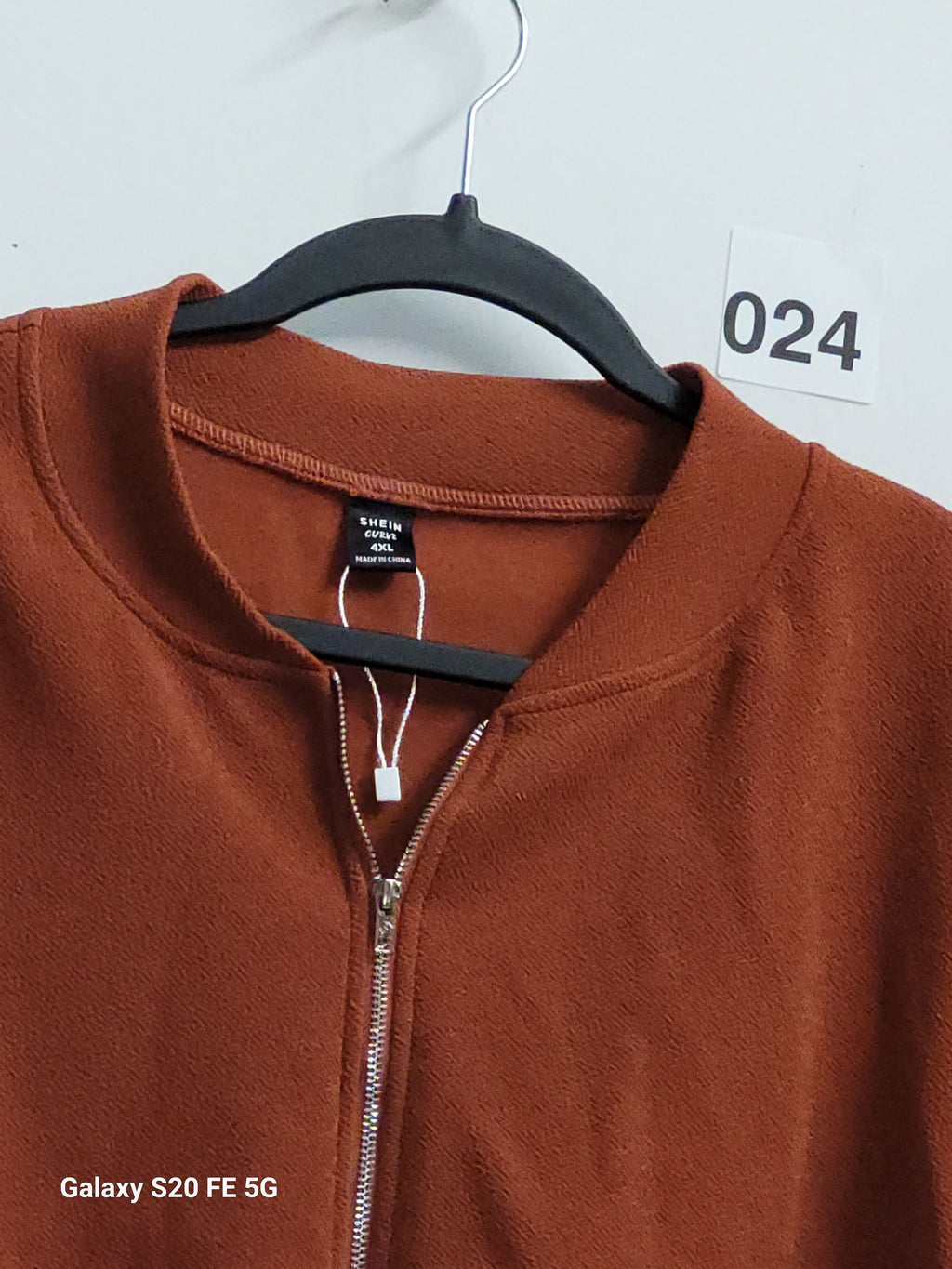 SHEIN SXY Cropped Bomber Jacket Women's Large Rust Orange Knit 4XL - Image 4