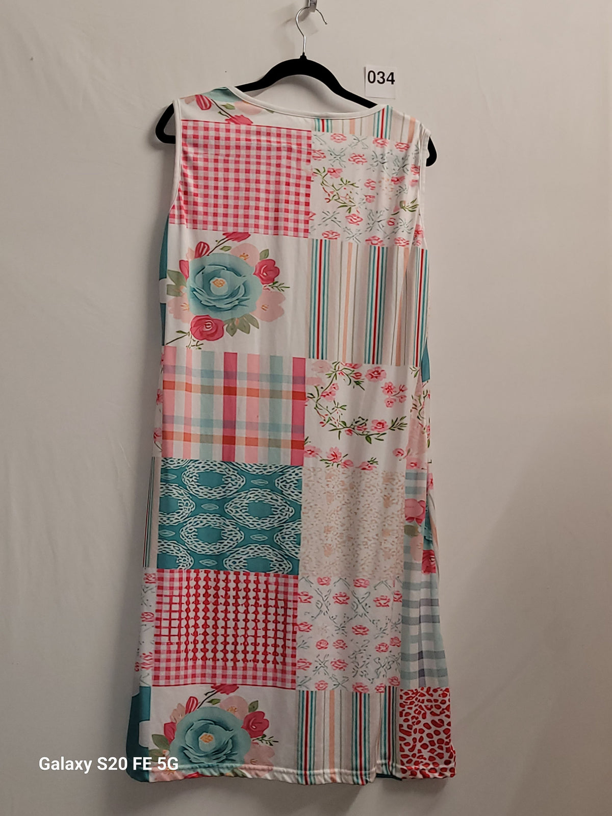 Sleeveless Patchwork Print Midi Dress 2XL Floral Plaid Stripe - Image 3