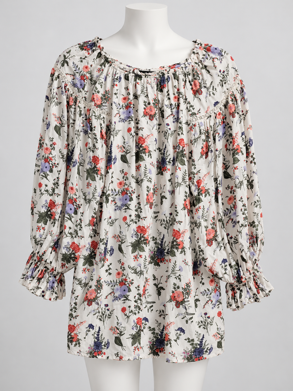 ST. 1946 Peasant Blouse 18/20W Multicolor Floral Pullover - Image 1