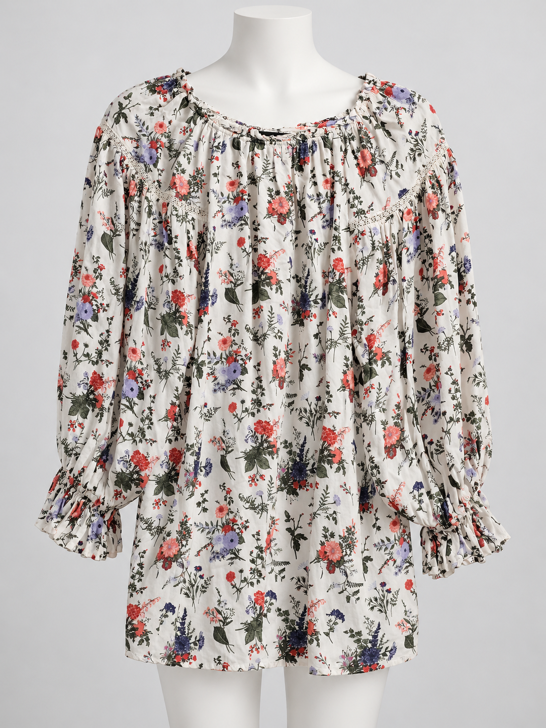 ST. 1946 Peasant Blouse 18/20W Multicolor Floral Pullover - Image 1