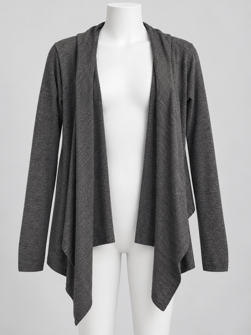 Terranova Waterfall Hooded Cardigan Medium Dark Grey Knit - Image 1