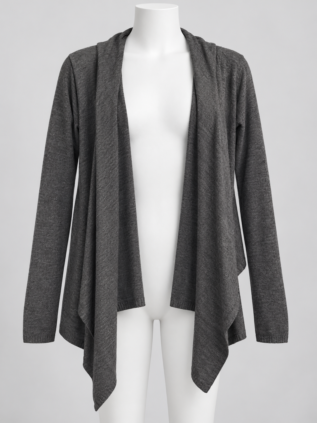 Terranova Waterfall Hooded Cardigan Medium Dark Grey Knit - Image 1