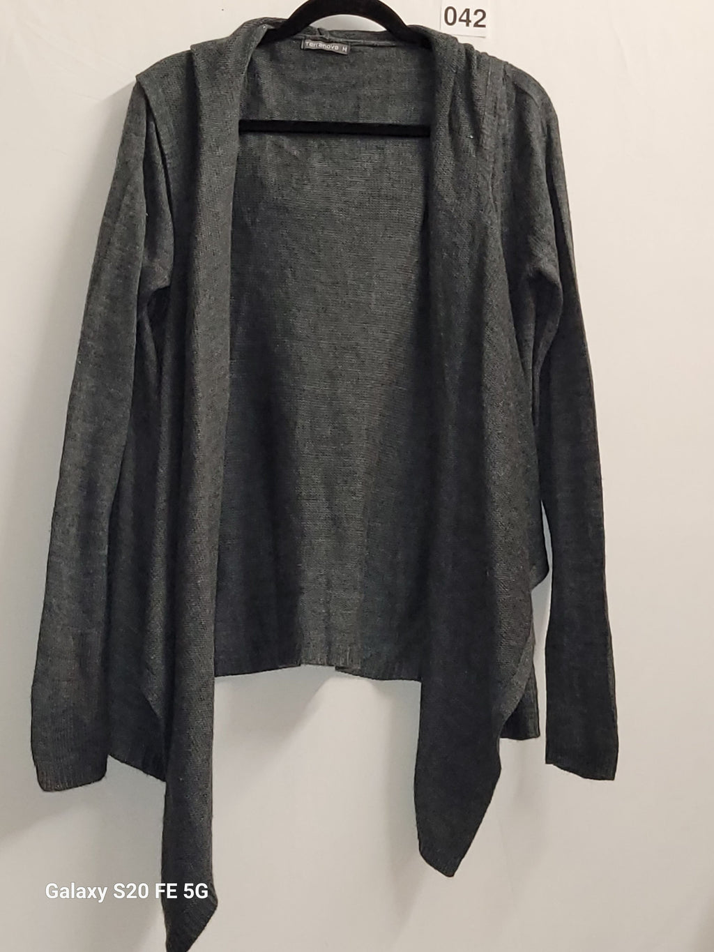 Terranova Waterfall Hooded Cardigan Medium Dark Grey Knit - Image 2